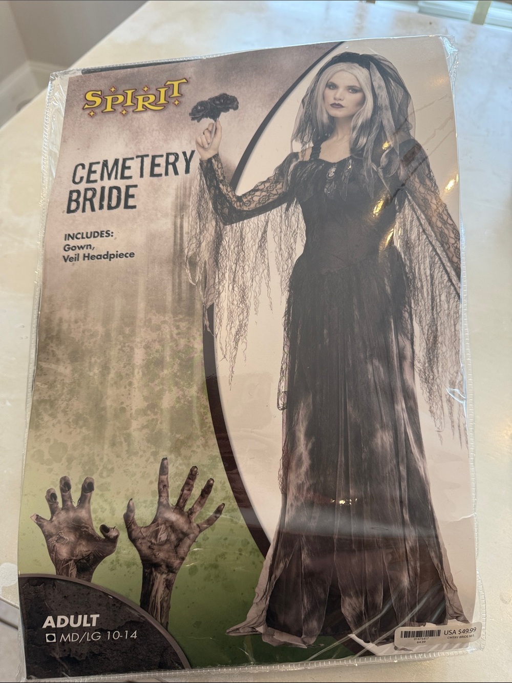 Spirit Black Cemetery Bride Costume with Veil Accessory